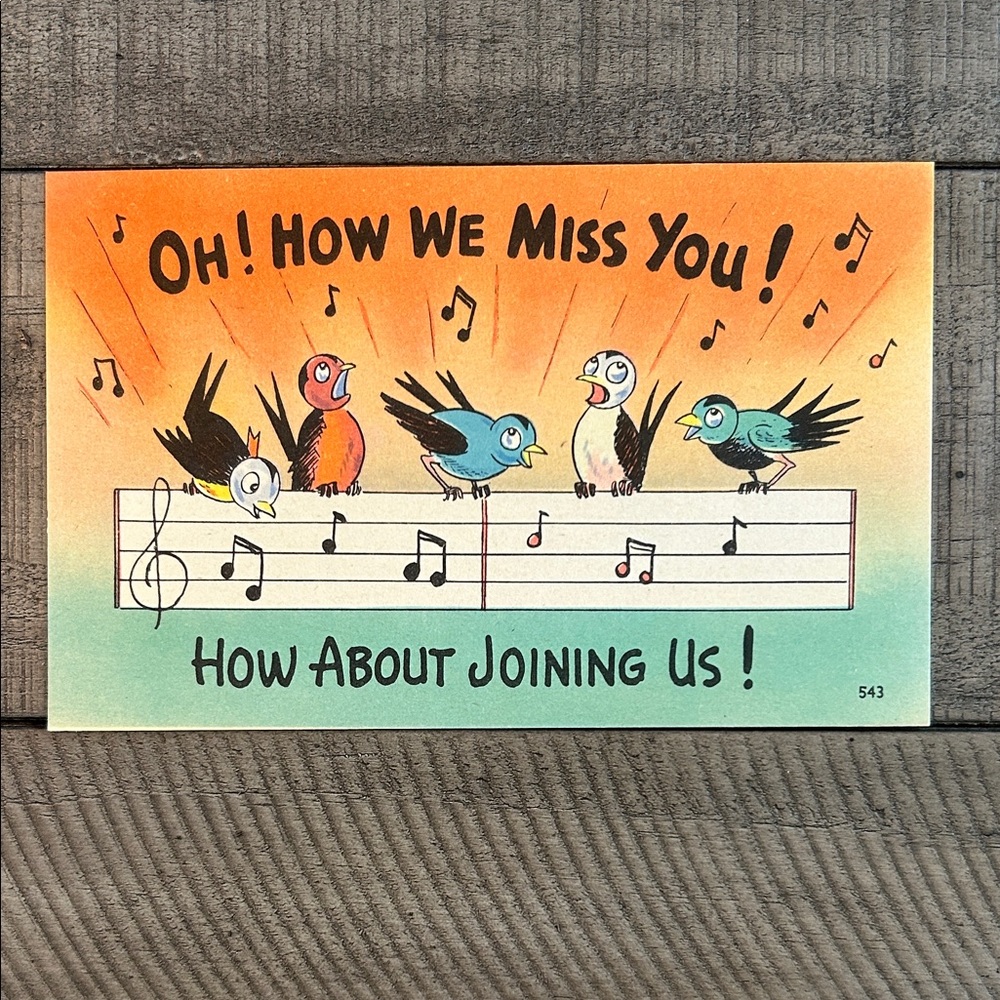 Vintage Musical Bird Retro Postcard